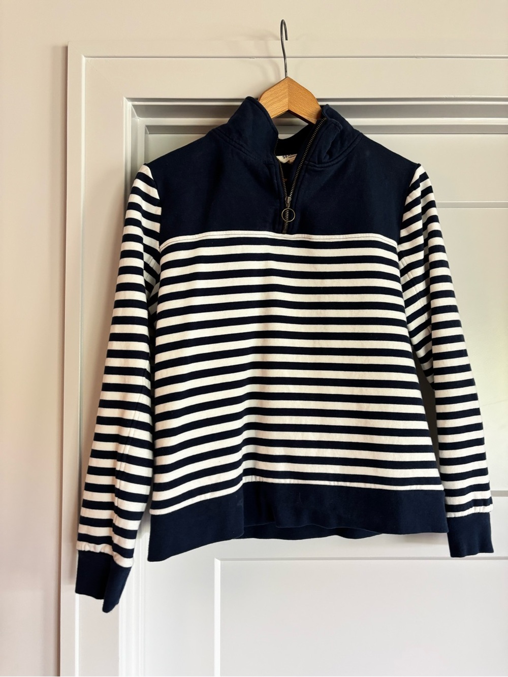 Navy & White Striped Half-Zip Sweatshirt
